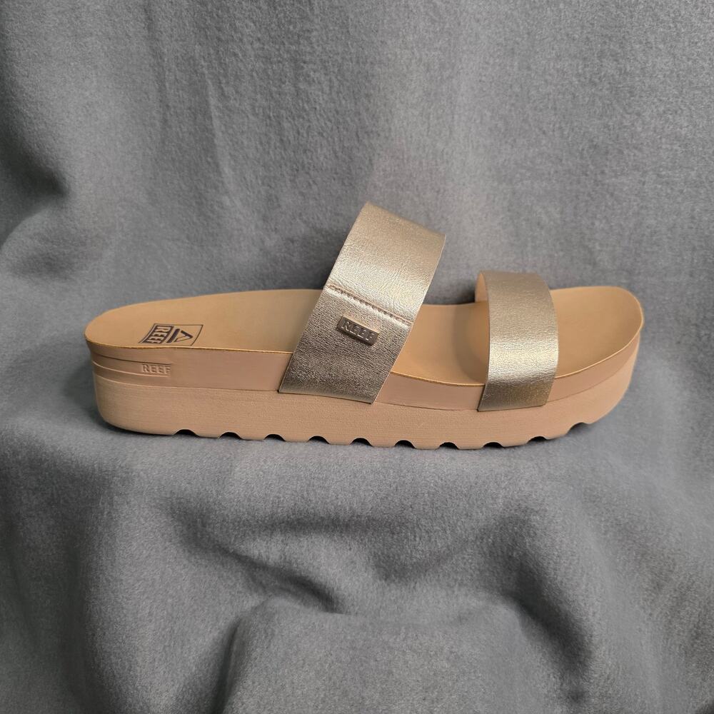 Reef Cushion Vista Hi Sandals Slides Metallic Platform Cruise Vacation Comfort - Picture 7 of 10